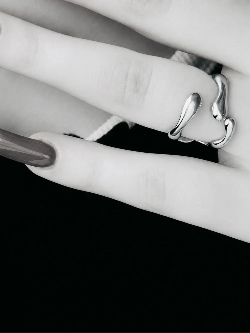 “Melting Metal” Dripping Droplet Blood Liquid Water Goth Edgy Vampire Steel Ring